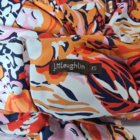 J.McLaughlin Multicolor Floral Shift Dress XS 3/4 Sleeve Stretch Knit w/ Pockets - Picture 12 of 13